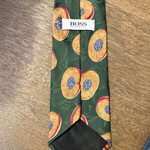 Hugo Boss Green Tie with Gold and Blue Design